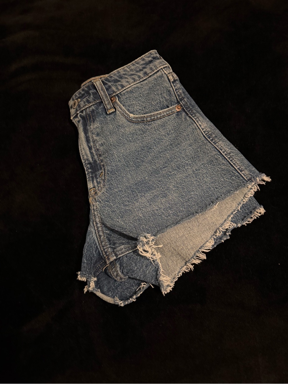 Abercrombie & Fitch Distressed Blue Denim Cutoff Shorts - Picture 2 of 5